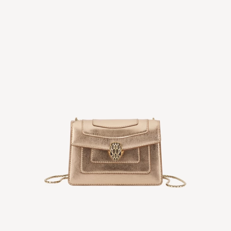 BVLGARI Serpenti Forever Light Gold Shoulder Bag for Women | Luxury Designer Handbag
