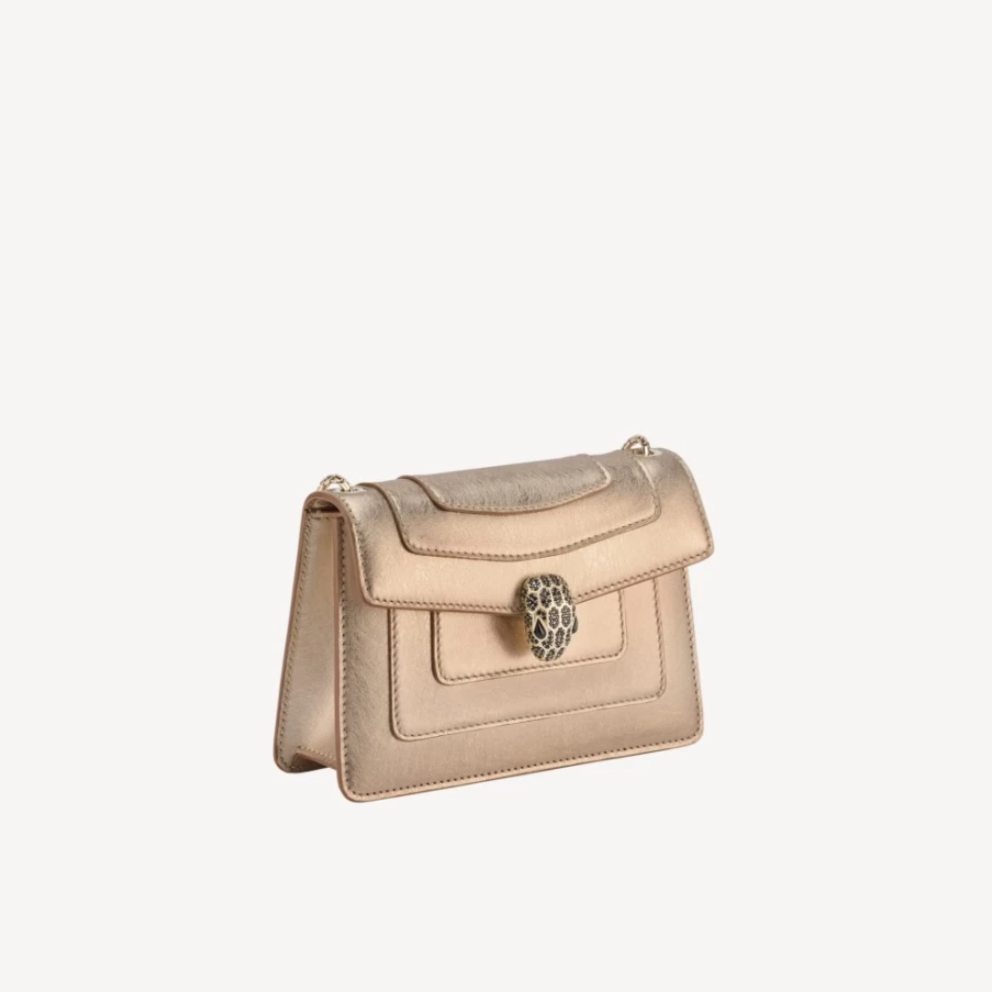 BVLGARI Serpenti Forever Light Gold Shoulder Bag for Women | Luxury Designer Handbag
