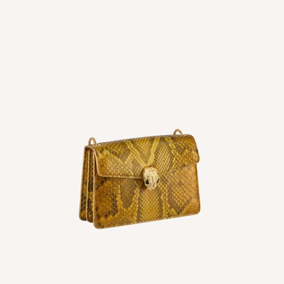 BVLGARI Serpenti Forever Mini Crossbody Bag in Gold for Women | Luxury Leather Handbag