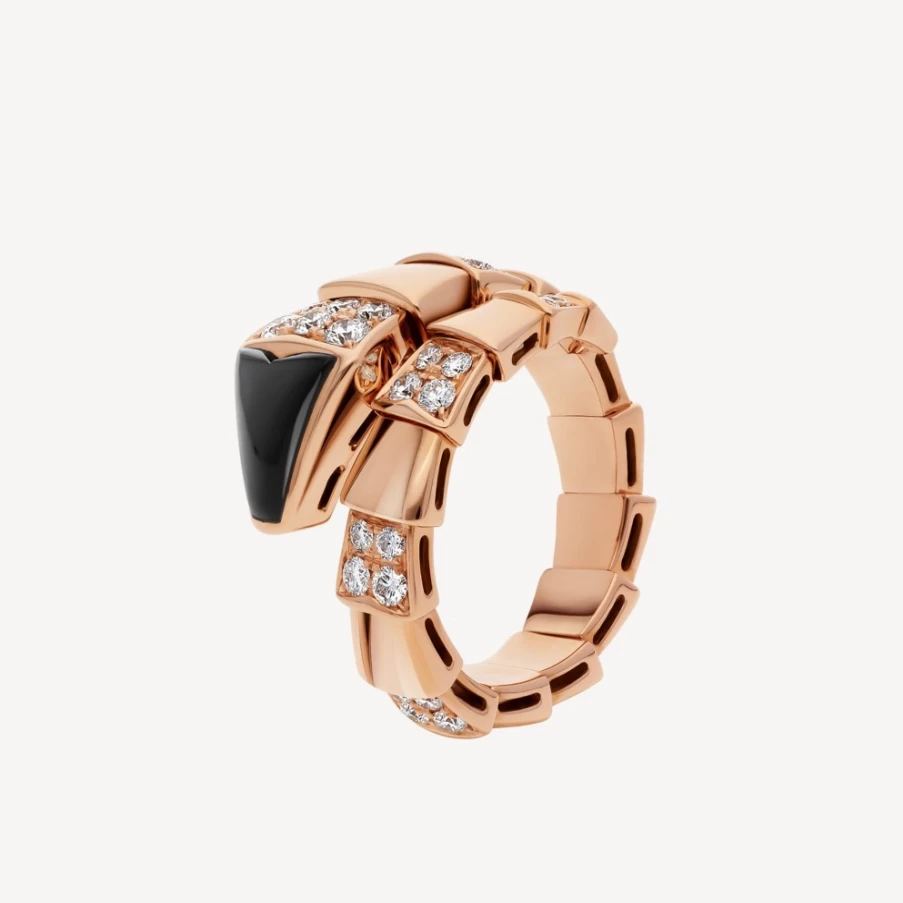 BVLGARI Serpenti Viper Black Diamond Ring | Luxury Snake Jewelry Collection