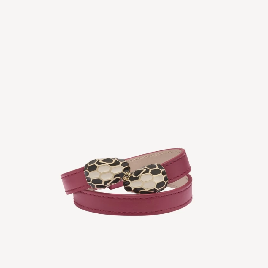 BVLGARI Serpenti Forever Red Leather Bracelet for Women