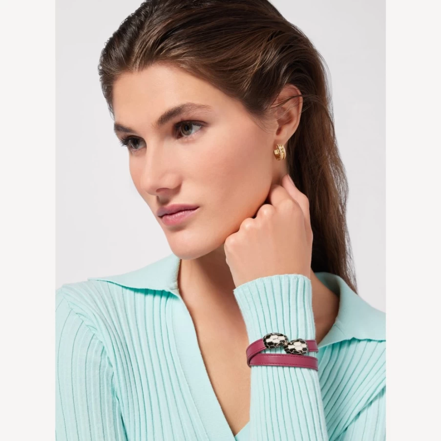 BVLGARI Serpenti Forever Red Leather Bracelet for Women