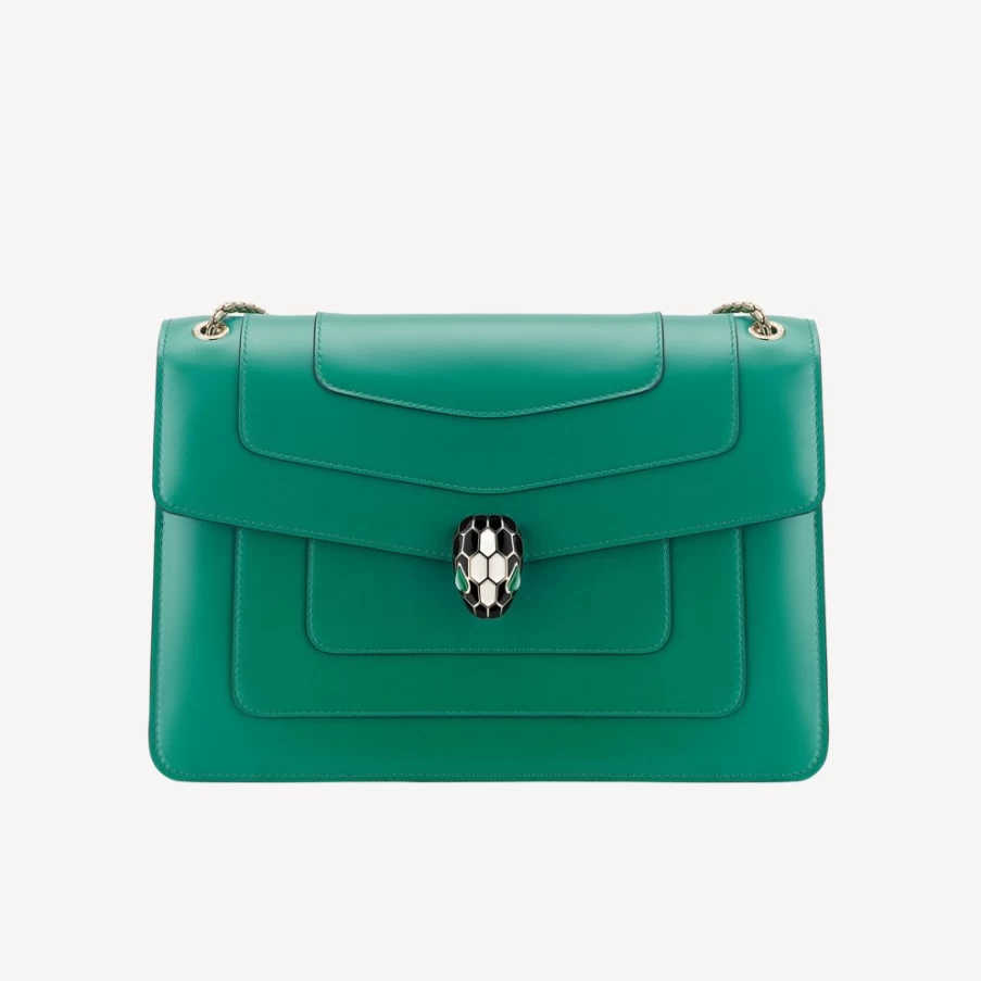 BVLGARI Serpenti Forever Green Shoulder Bag for Women | Luxury Designer Handbag