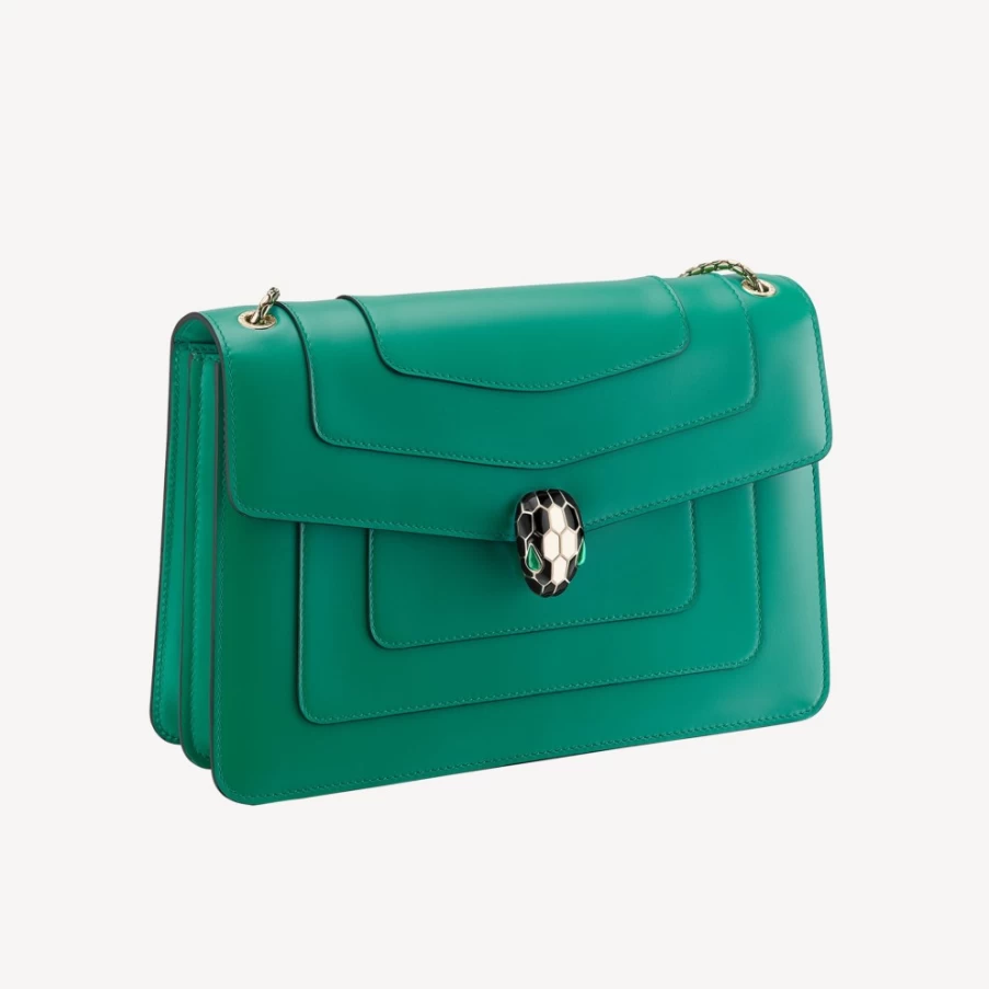 BVLGARI Serpenti Forever Green Shoulder Bag for Women | Luxury Designer Handbag