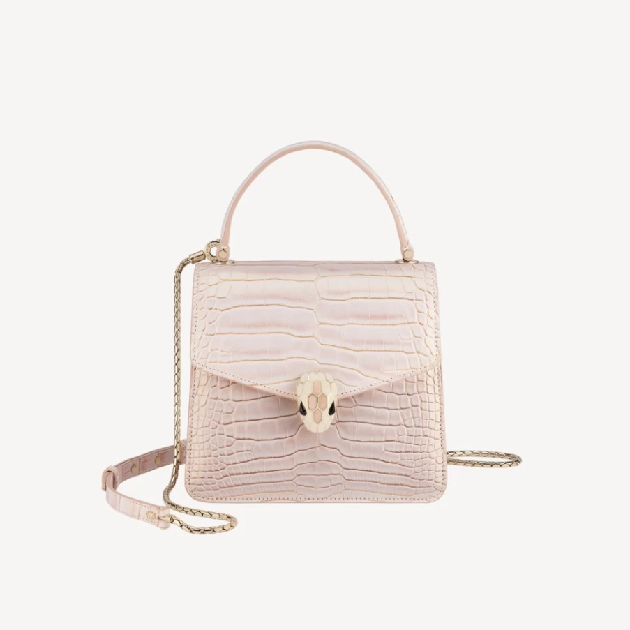 BVLGARI Serpenti Forever White Top Handle Bag for Women