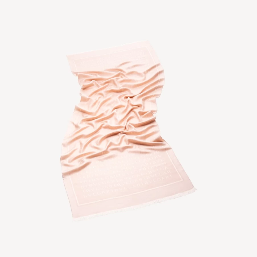 BVLGARI Women's Pink Logomania Stole Luxury Silk Scarf