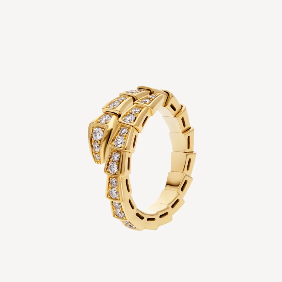 BVLGARI Serpenti Viper Ring 18K Gold Diamond Luxury Snake Bracelet Jewelry