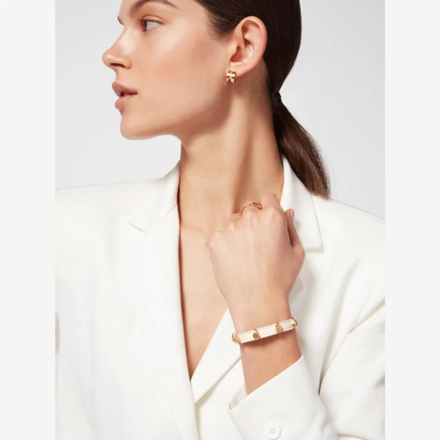BVLGARI Serpenti Forever Ivory Leather Bracelet for Women