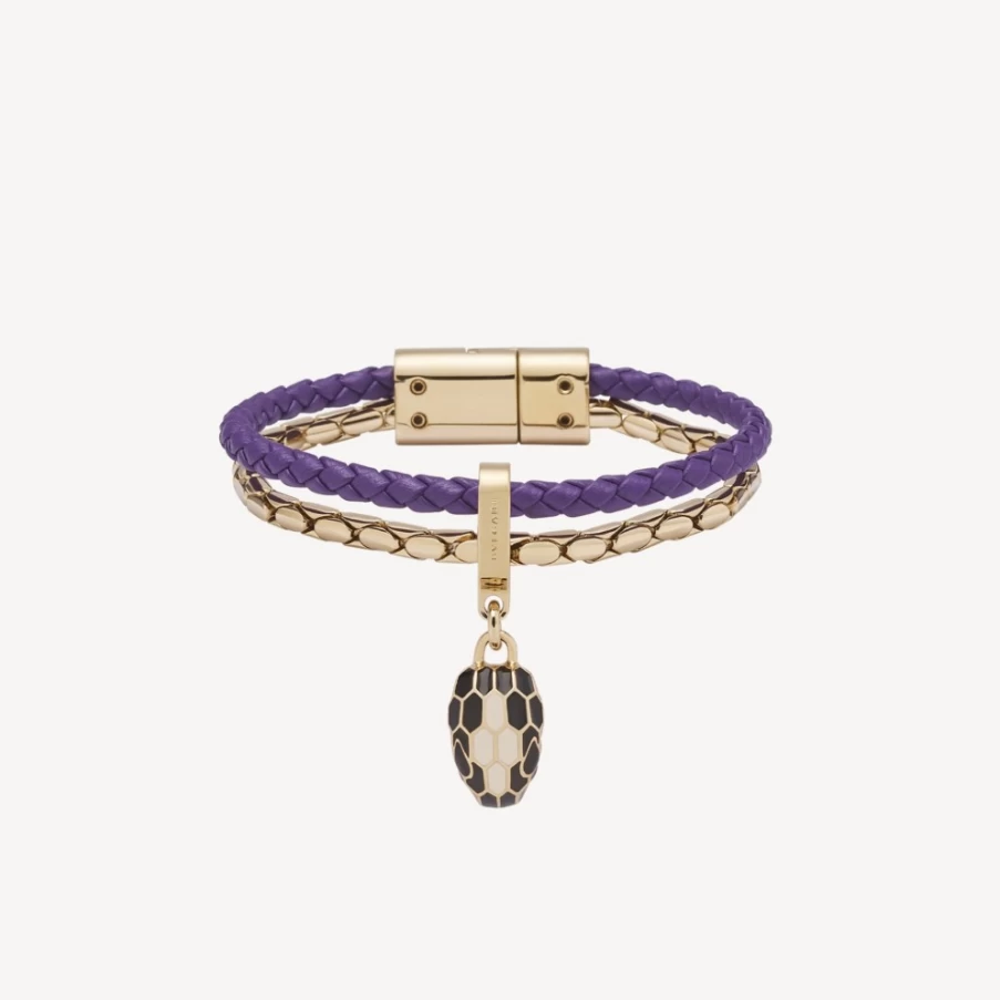 BVLGARI Serpenti Forever Bracelet for Women in Purple & Light Gold | Luxury Snake Design