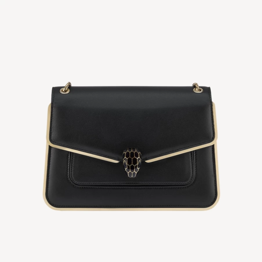 BVLGARI Serpenti Forever Black Shoulder Bag for Women | Luxury Designer Handbag