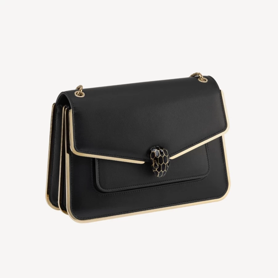 BVLGARI Serpenti Forever Black Shoulder Bag for Women | Luxury Designer Handbag
