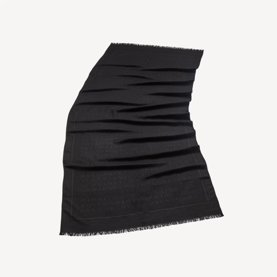 BVLGARI Women's Black Logomania Stole - Luxury Designer Scarf Wrap