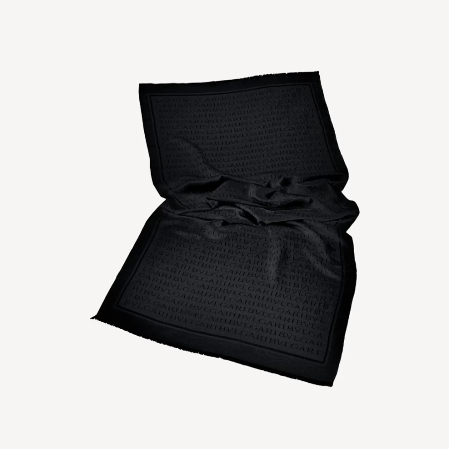 BVLGARI Women's Black Logomania Stole - Luxury Designer Scarf Wrap