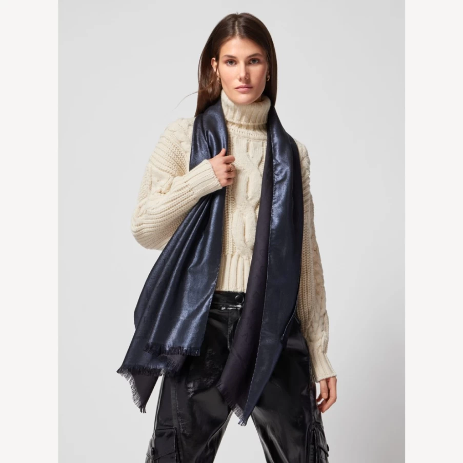 BVLGARI Women's Black Logomania Stole Luxury Silk Scarf