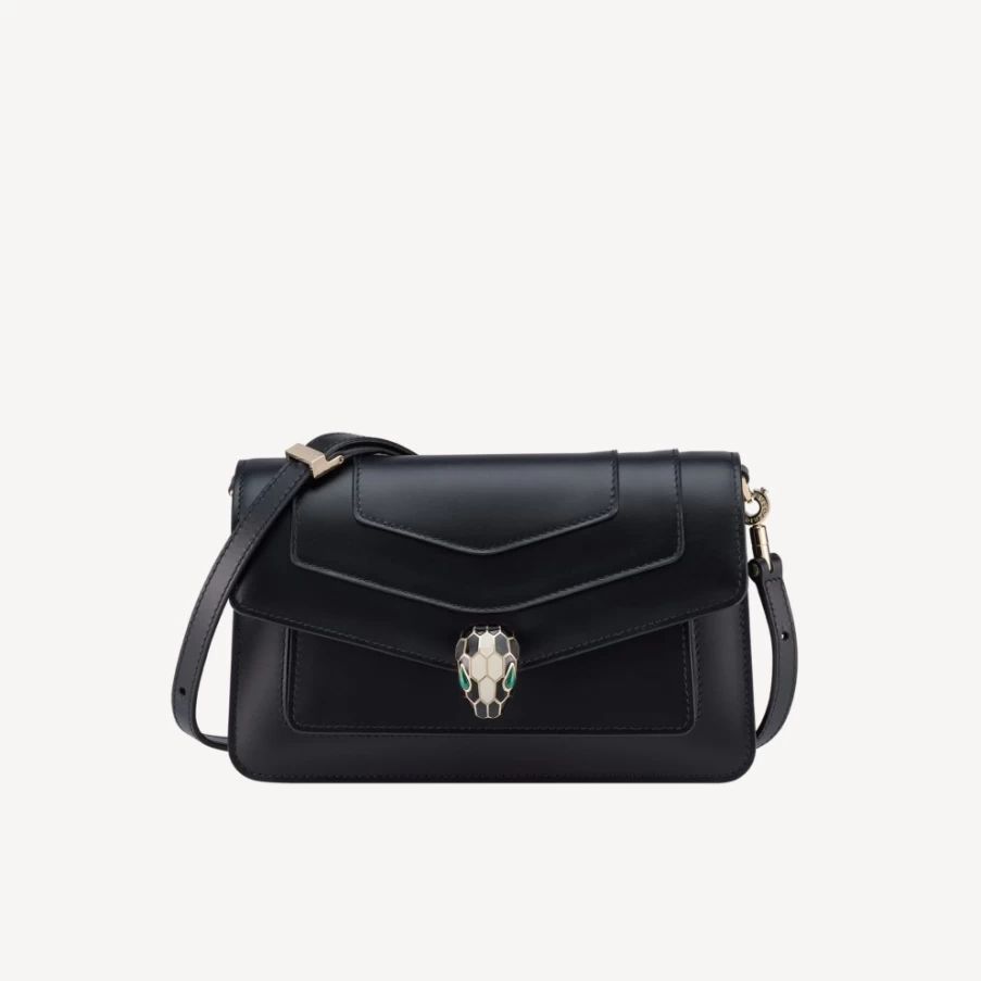BVLGARI Serpenti Forever East-West Shoulder Bag for Women in Black