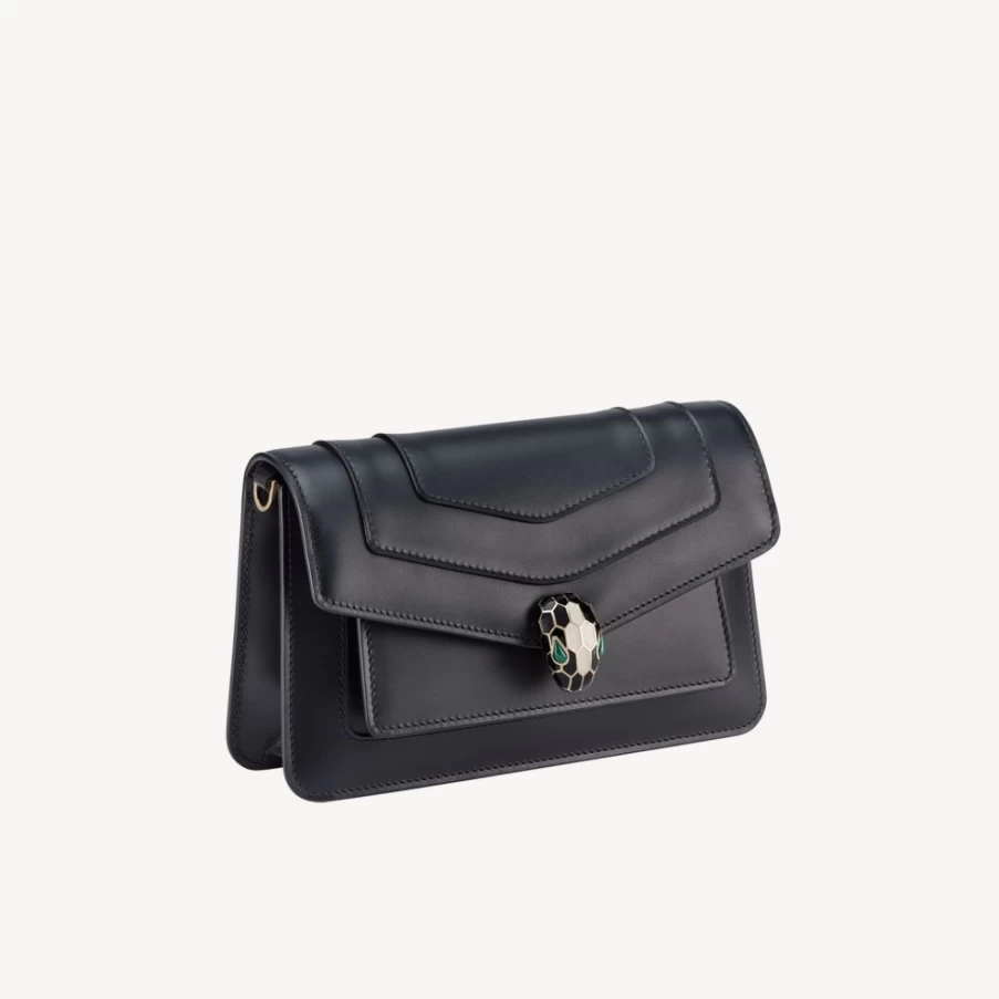 BVLGARI Serpenti Forever East-West Shoulder Bag for Women in Black