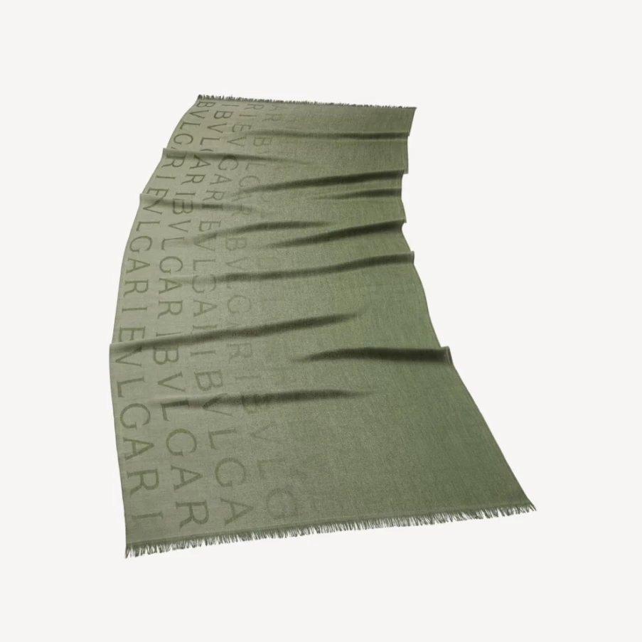 BVLGARI Women's Green Logomania Stole - Luxury Cashmere Scarf