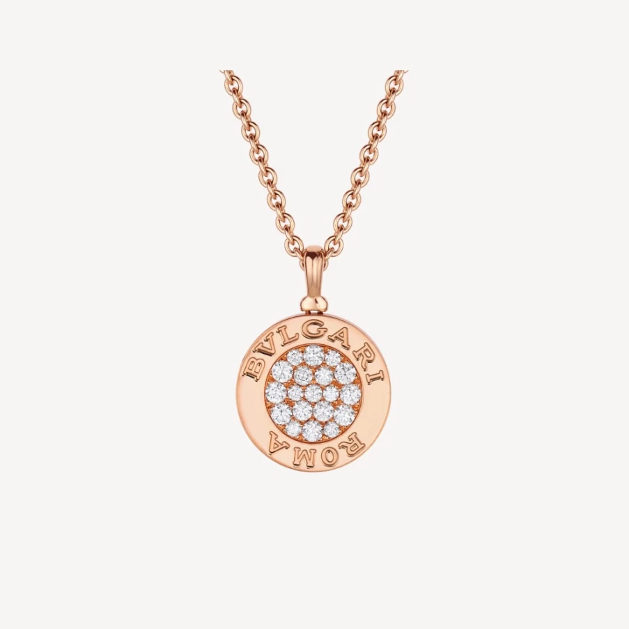 BVLGARI BVLGARI 18K Rose Gold Necklace with Diamond Pendant | Luxury Italian Jewelry