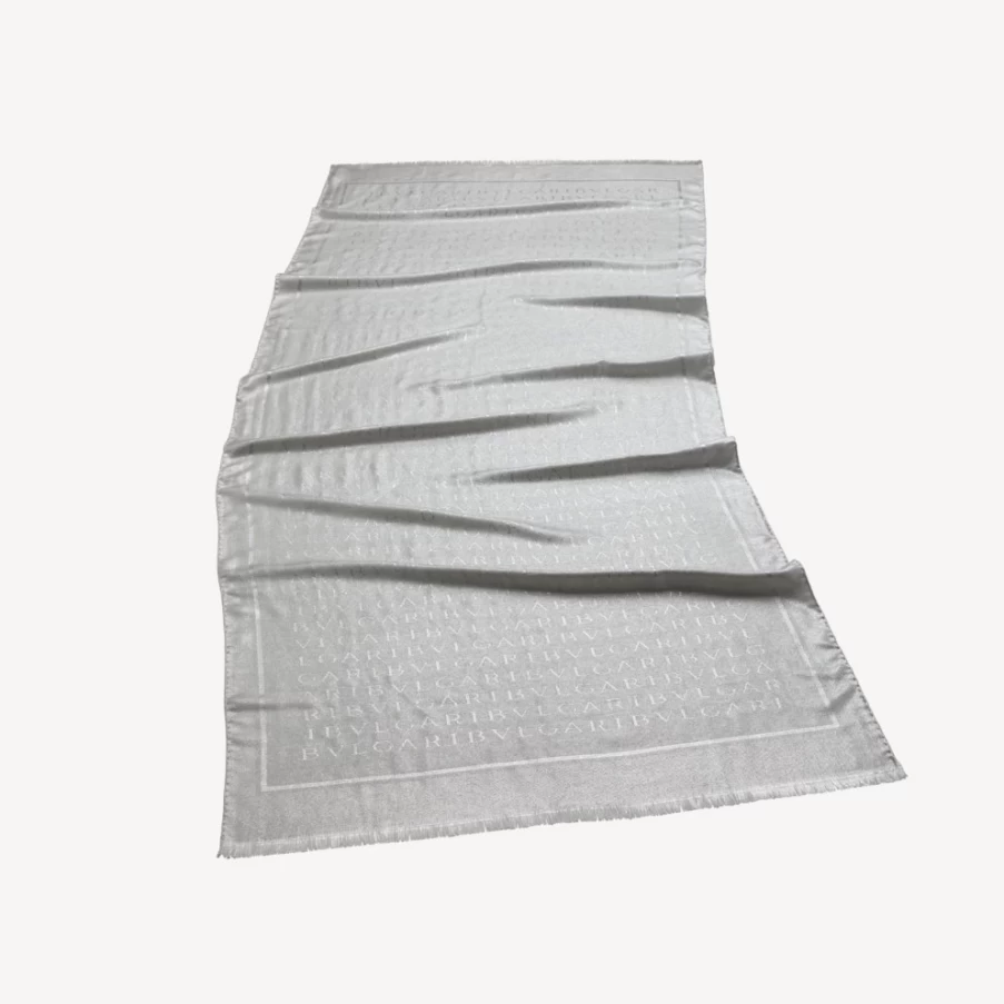 BVLGARI Women's Silver Logomania Stole - Luxury Designer Scarf
