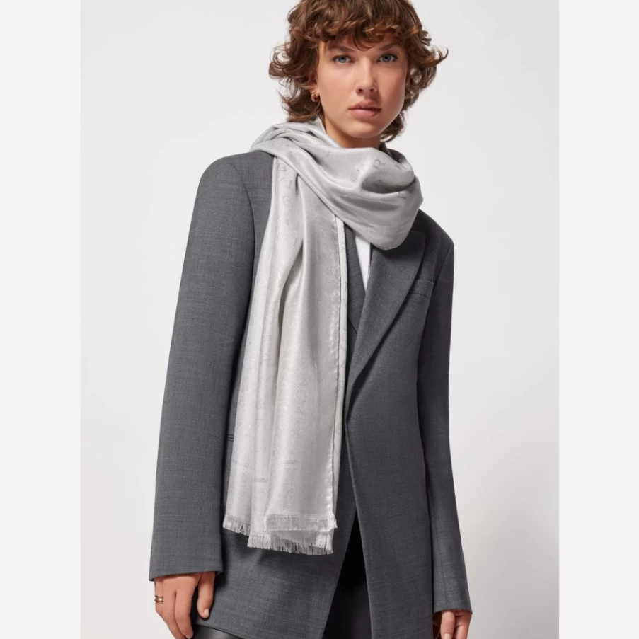 BVLGARI Women's Silver Logomania Stole - Luxury Designer Scarf