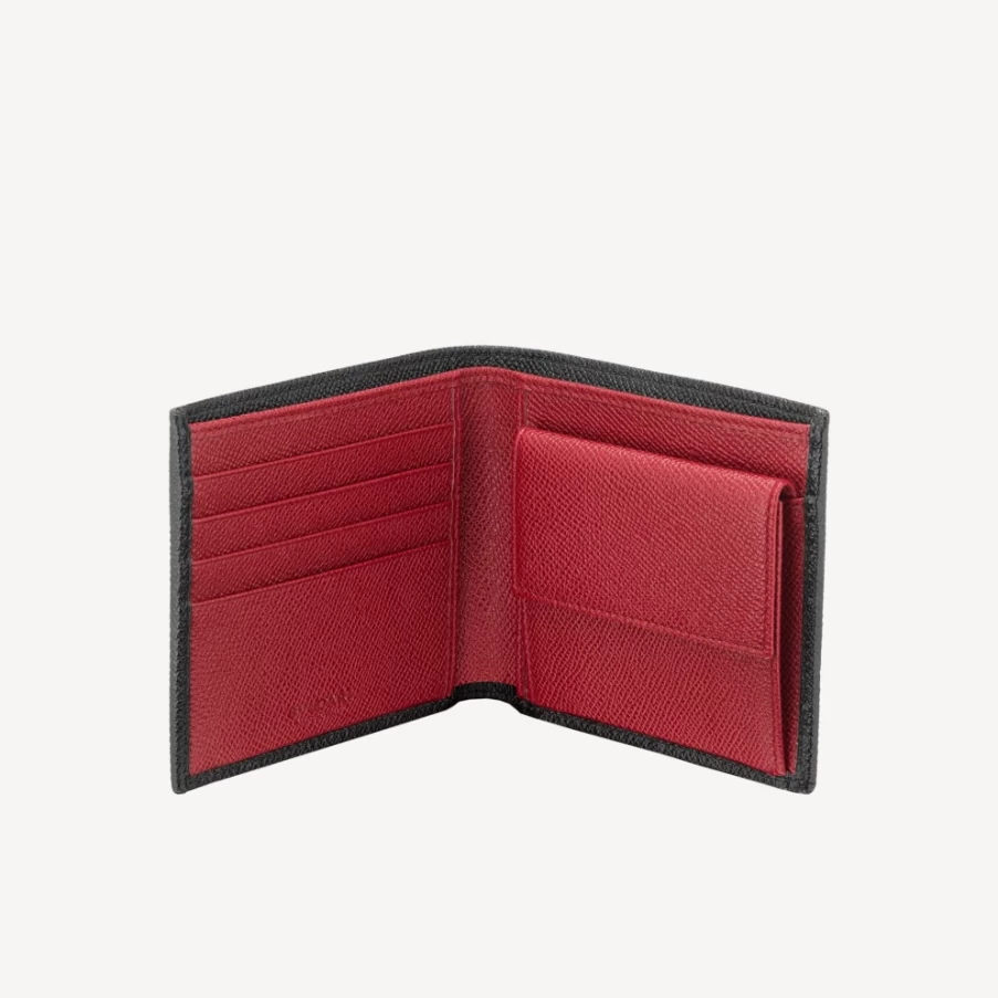 BVLGARI Bvlgari Man Black Bifold Wallet for Men | Luxury Leather Wallet