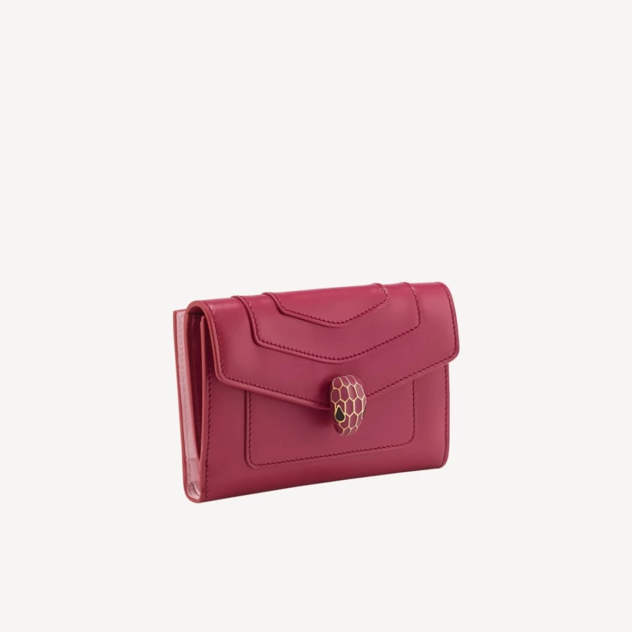 BVLGARI Serpenti Forever Women's Red Bifold Wallet | Luxury Leather Wallet for Women
