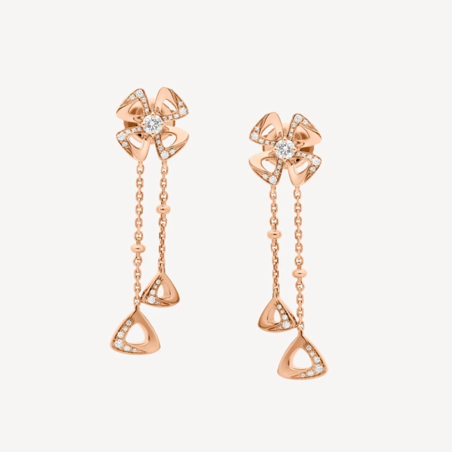 BVLGARI Fiorever Diamond Earrings in 18K Gold | Luxury Floral Jewelry Collection