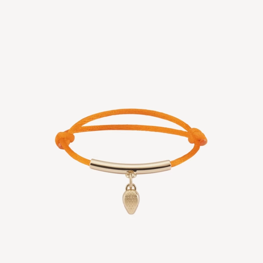 BVLGARI Serpenti Forever Orange Leather Bracelet for Women | Luxury Snake Design