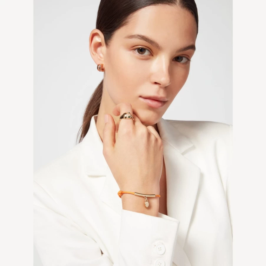 BVLGARI Serpenti Forever Orange Leather Bracelet for Women | Luxury Snake Design