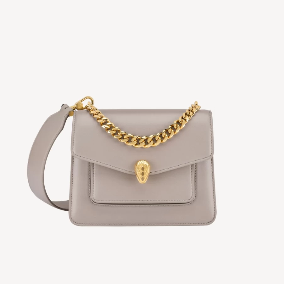 BVLGARI Serpenti Forever Maxi Chain Crossbody Bag for Women in Grey