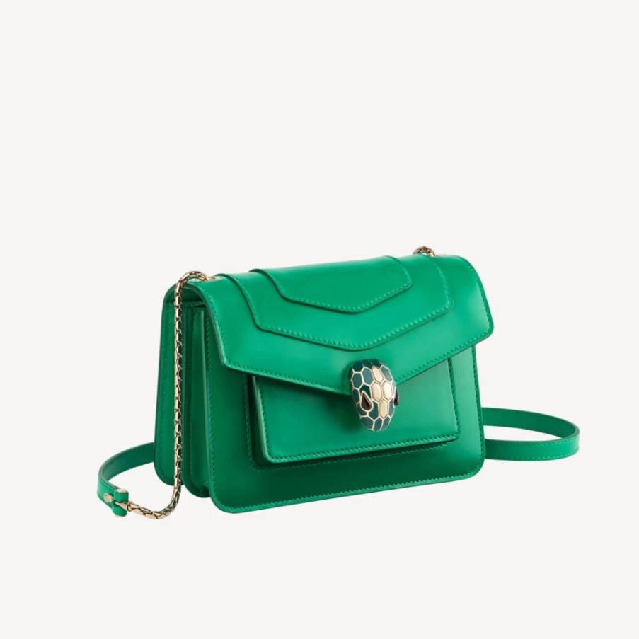 BVLGARI Serpenti Forever Green Crossbody Bag for Women | Luxury Leather Handbag