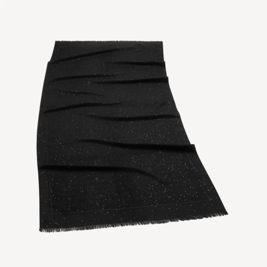 BVLGARI Women's Black Logomania Stole - Luxury Cashmere Scarf with Iconic Logo Design