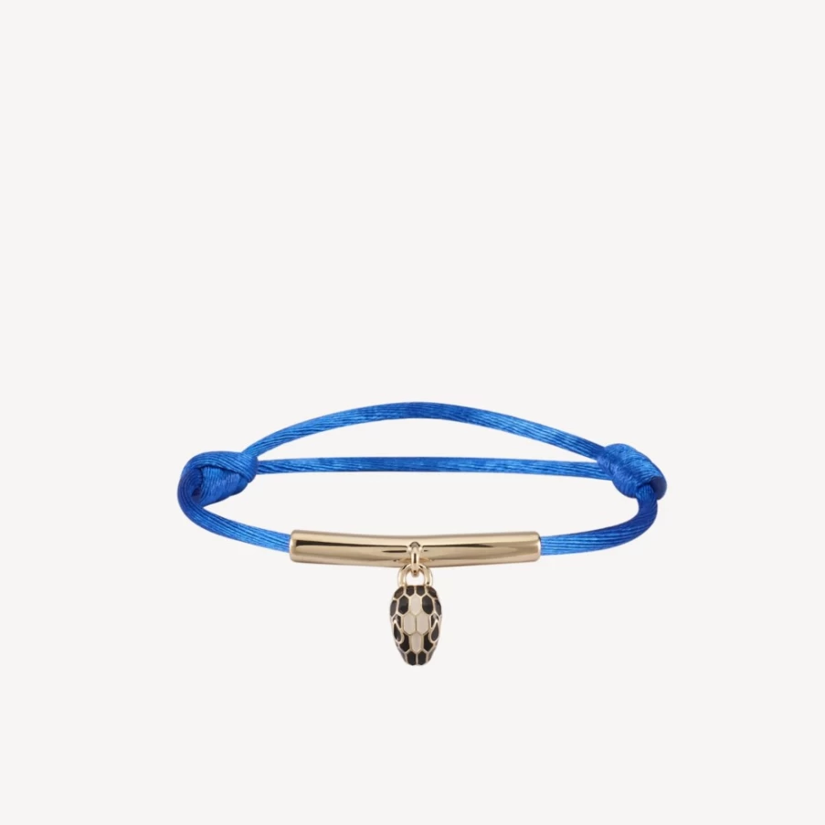 BVLGARI Serpenti Forever Blue Leather Bracelet for Women | Luxury Snake Design