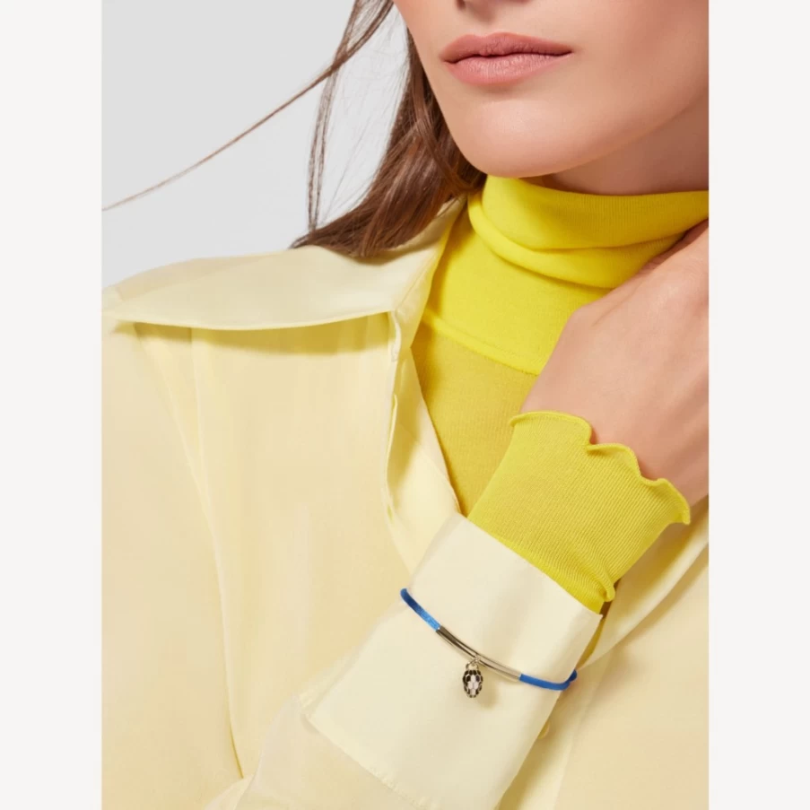 BVLGARI Serpenti Forever Blue Leather Bracelet for Women | Luxury Snake Design