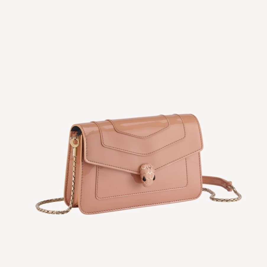 BVLGARI Serpenti Forever Chain Wallet in Brown for Women | Luxury Leather Crossbody Bag