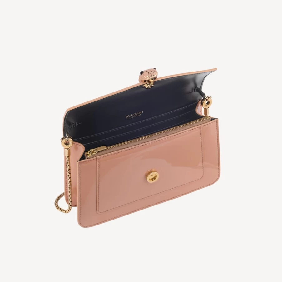 BVLGARI Serpenti Forever Chain Wallet in Brown for Women | Luxury Leather Crossbody Bag