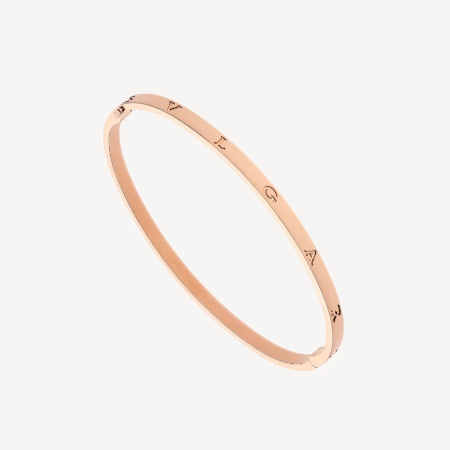 BVLGARI BVLGARI 18K Rose Gold Diamond Bracelet for Women Luxury Italian Jewelry