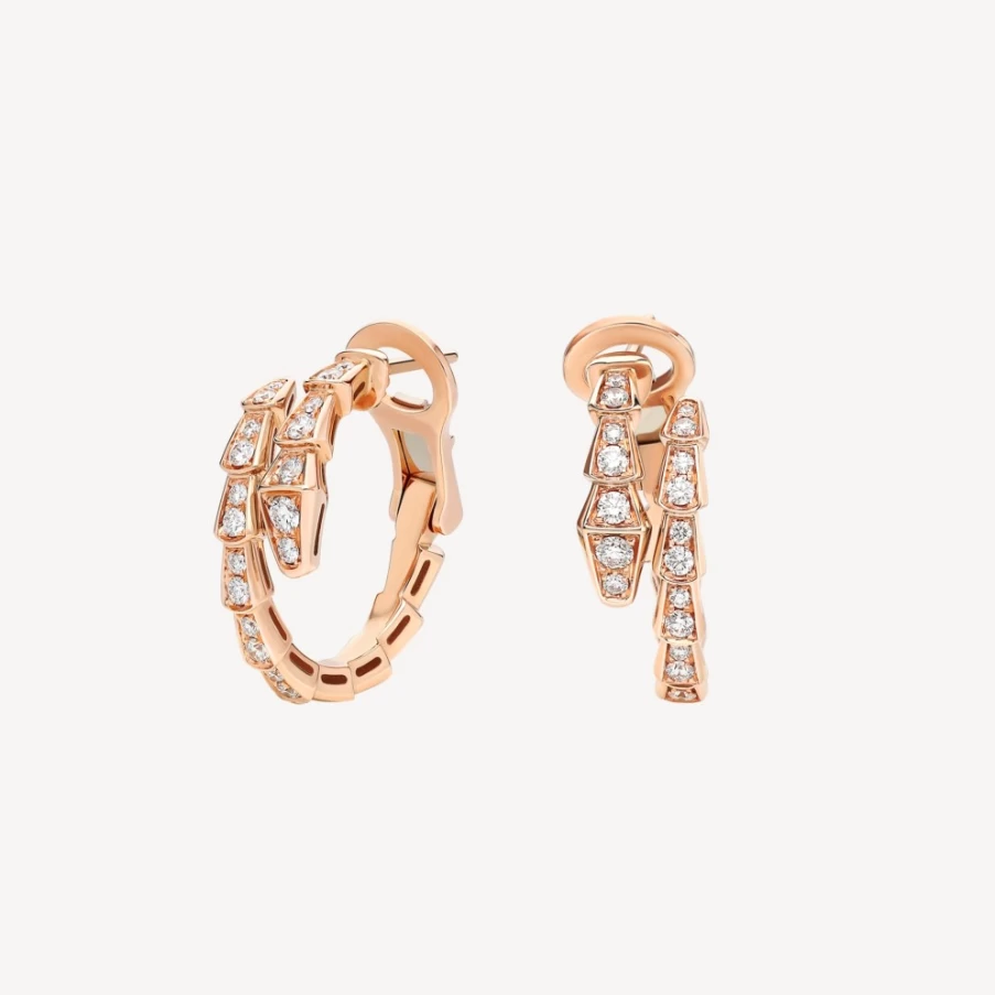 BVLGARI Serpenti Viper Pink Gold Earrings | Luxury Snake Design Jewelry