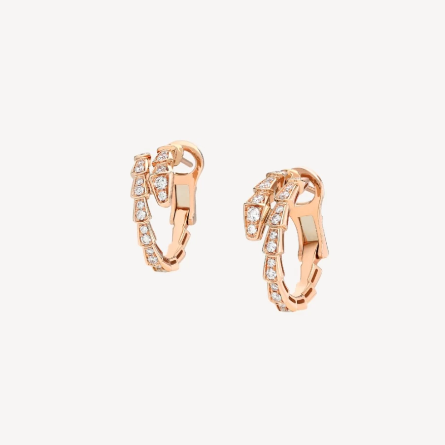 BVLGARI Serpenti Viper Pink Gold Earrings | Luxury Snake Design Jewelry