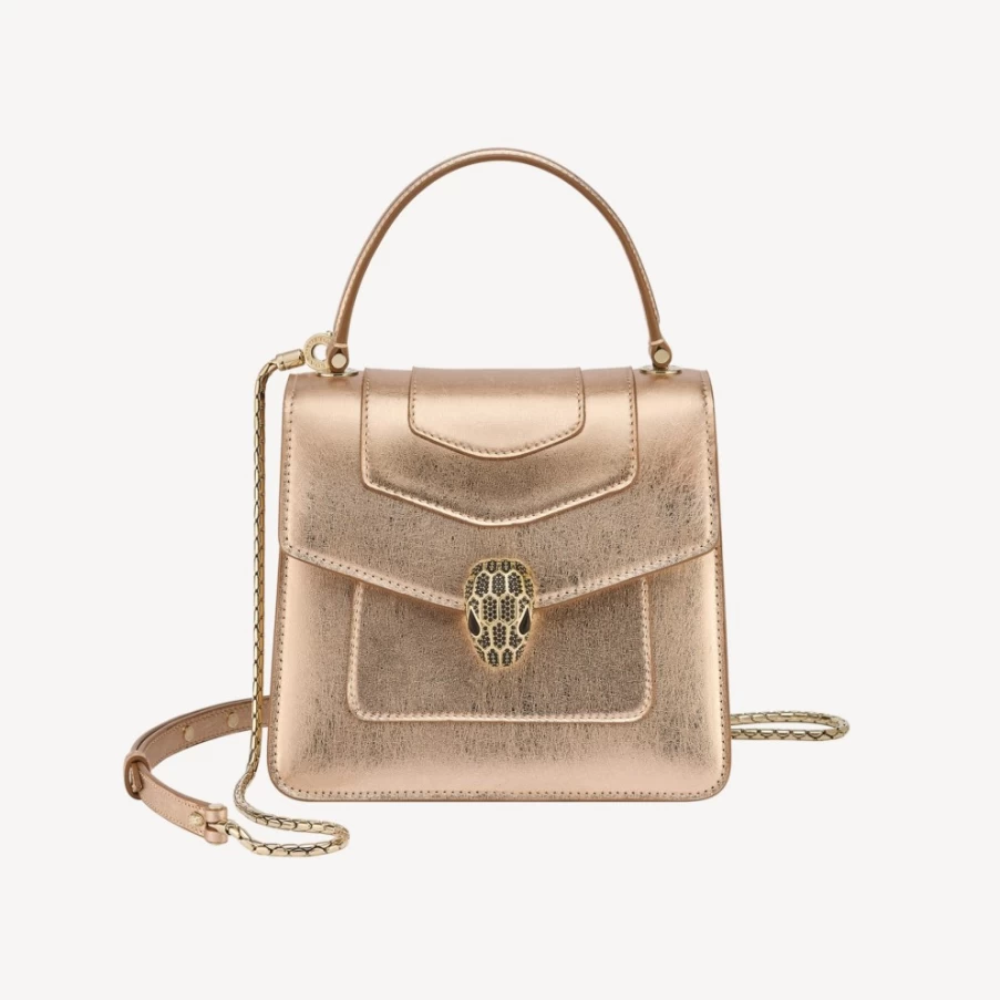 BVLGARI Serpenti Forever Light Gold Top Handle Bag for Women