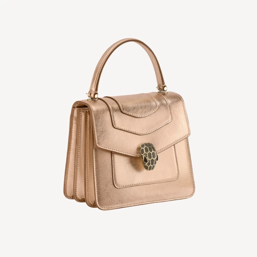 BVLGARI Serpenti Forever Light Gold Top Handle Bag for Women