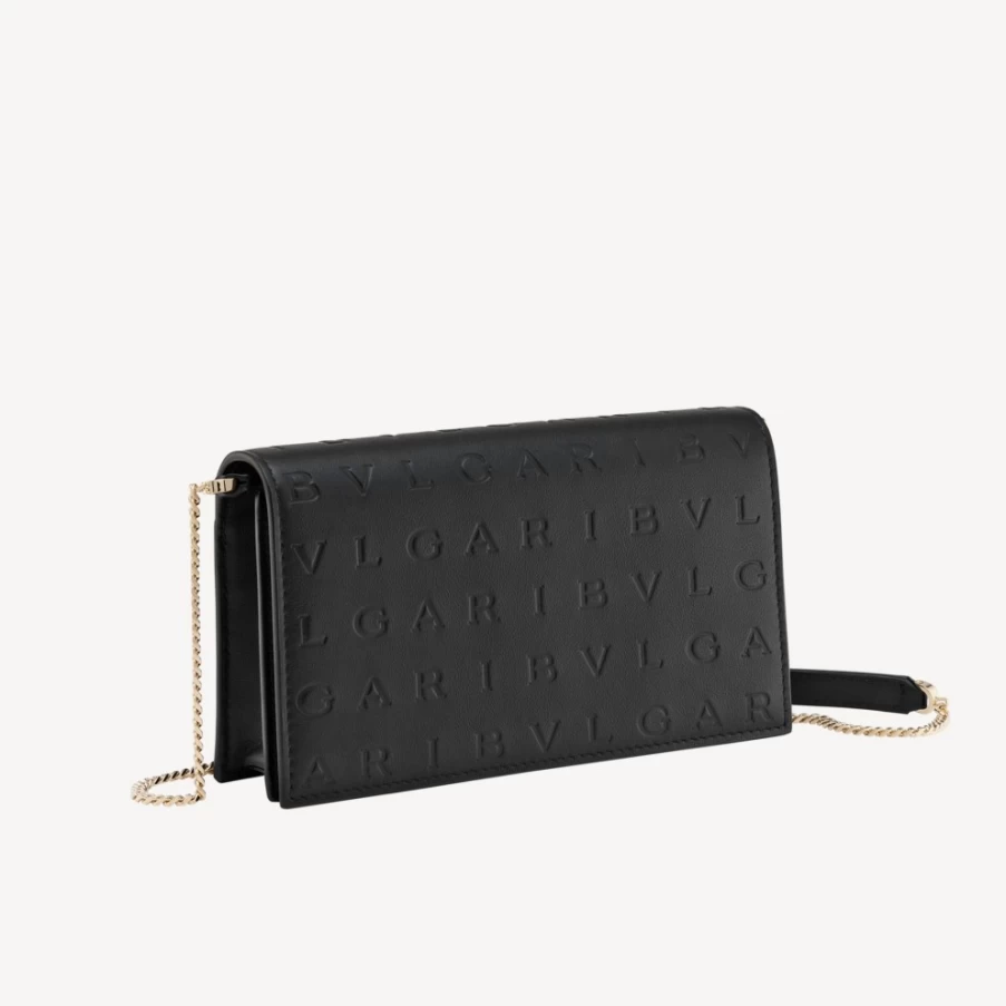 BVLGARI Women's Black Logo Infinitum Chain Wallet