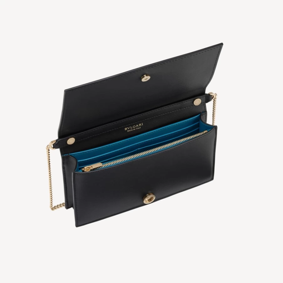 BVLGARI Women's Black Logo Infinitum Chain Wallet