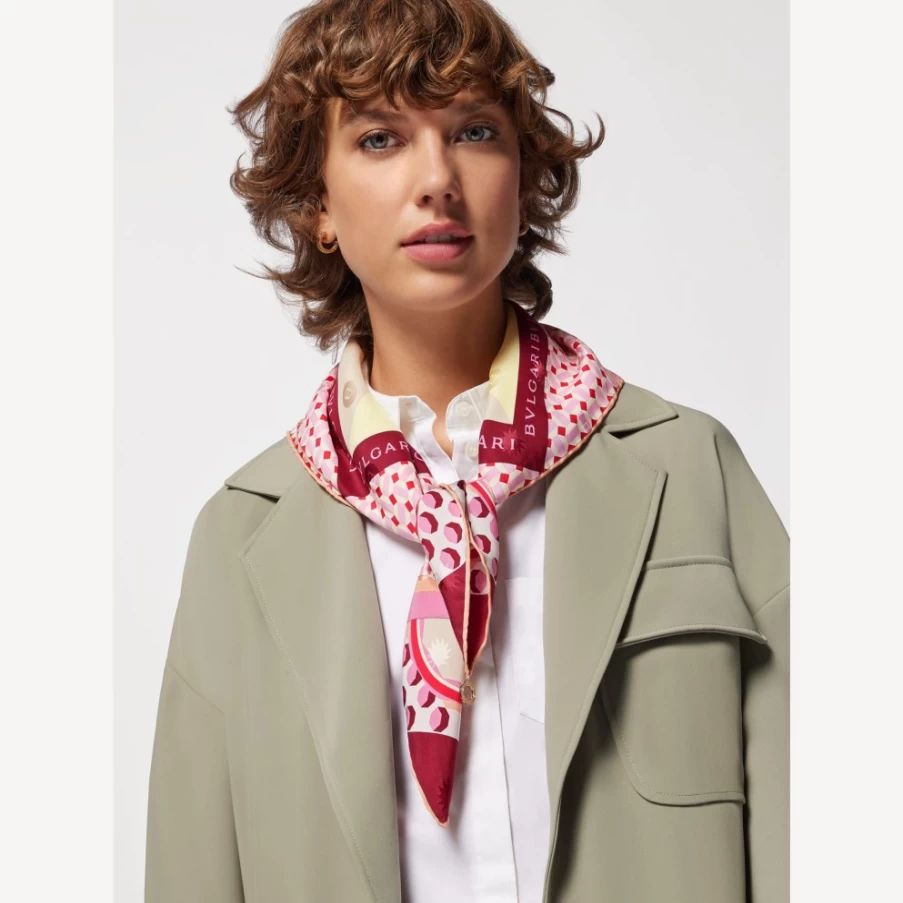 BVLGARI Heritage Pink Scarf for Women - Luxury Silk Fashion Accessory