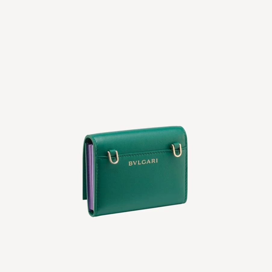 BVLGARI Serpenti Forever Green Crossbody Card Holder for Women