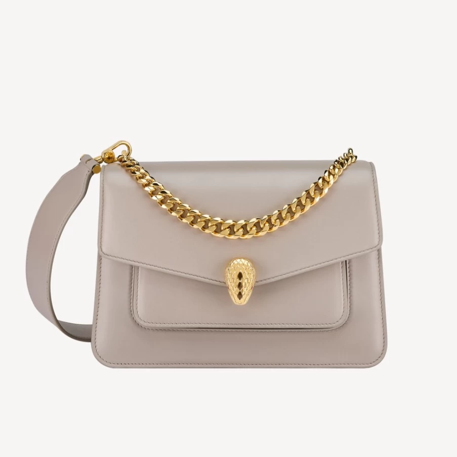 BVLGARI Serpenti Forever Maxi Chain Crossbody Bag for Women in Grey