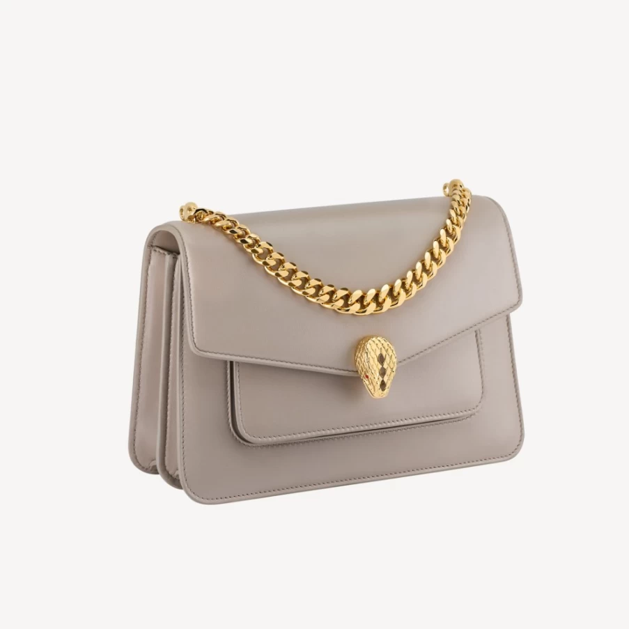 BVLGARI Serpenti Forever Maxi Chain Crossbody Bag for Women in Grey