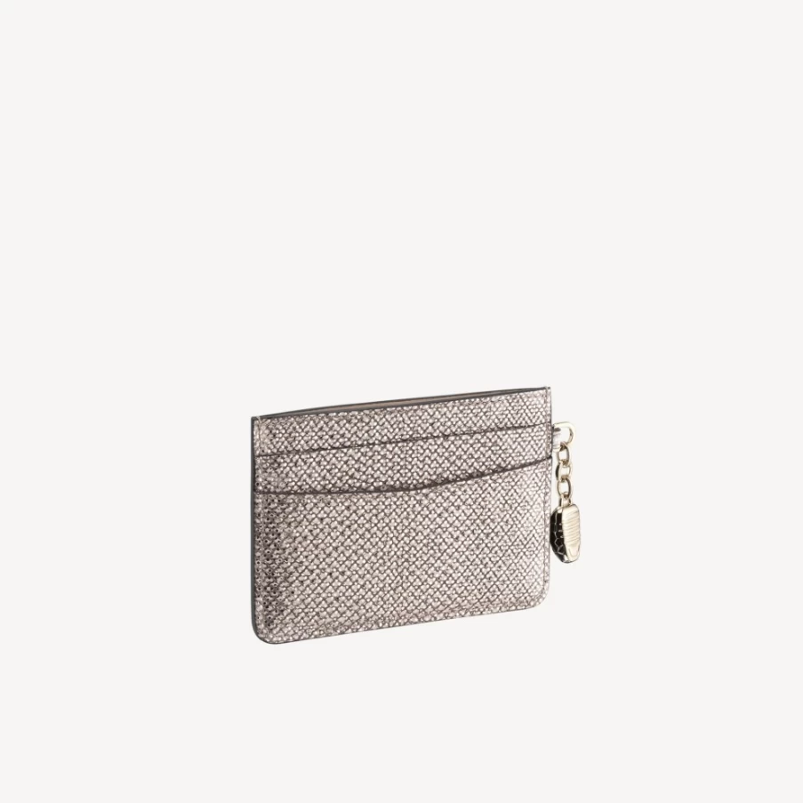BVLGARI Serpenti Forever Beige Leather Card Holder for Women