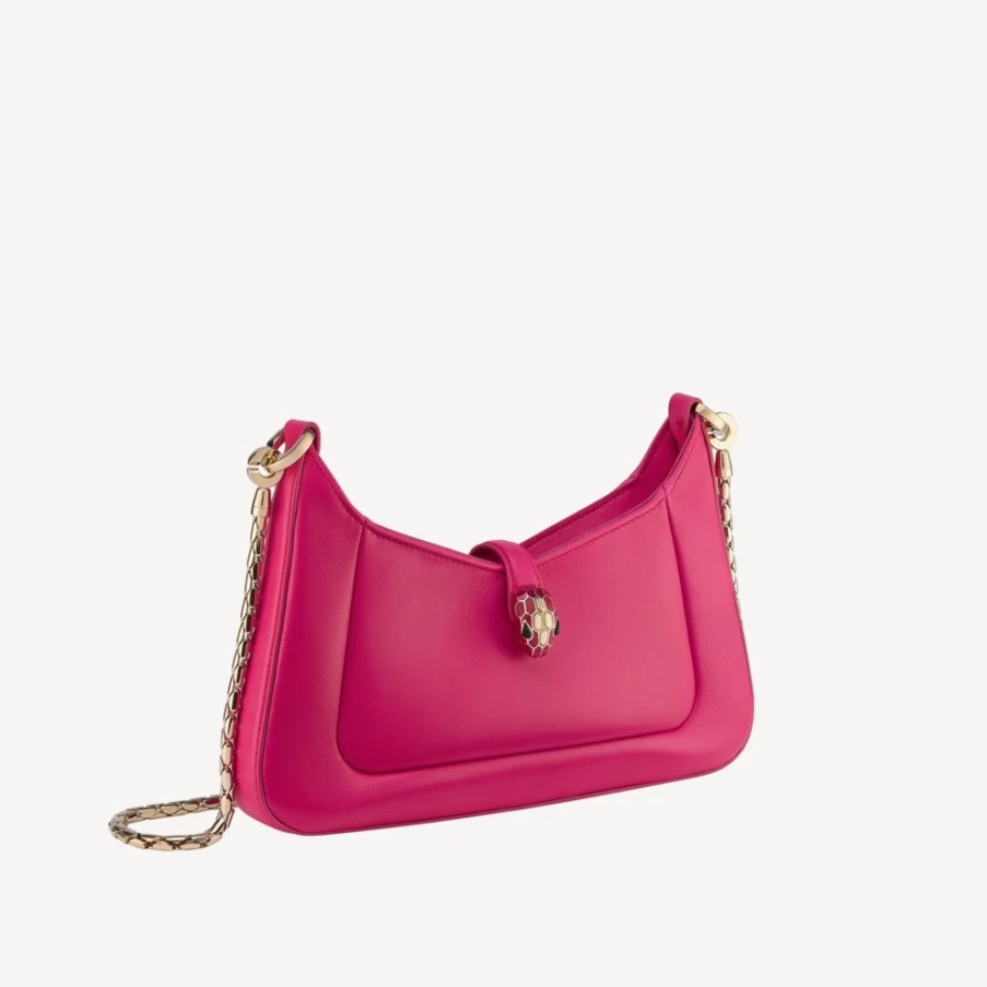 BVLGARI Serpenti Baia Pink Shoulder Bag for Women | Luxury Designer Handbag
