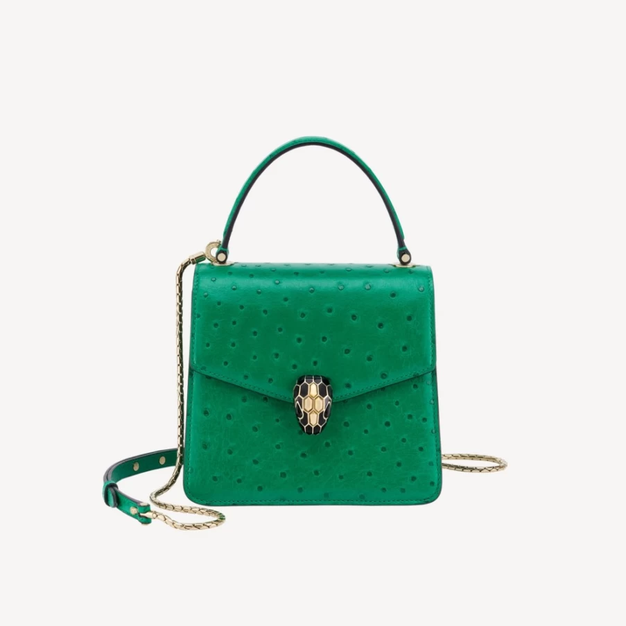 BVLGARI Serpenti Forever Green Top Handle Bag for Women